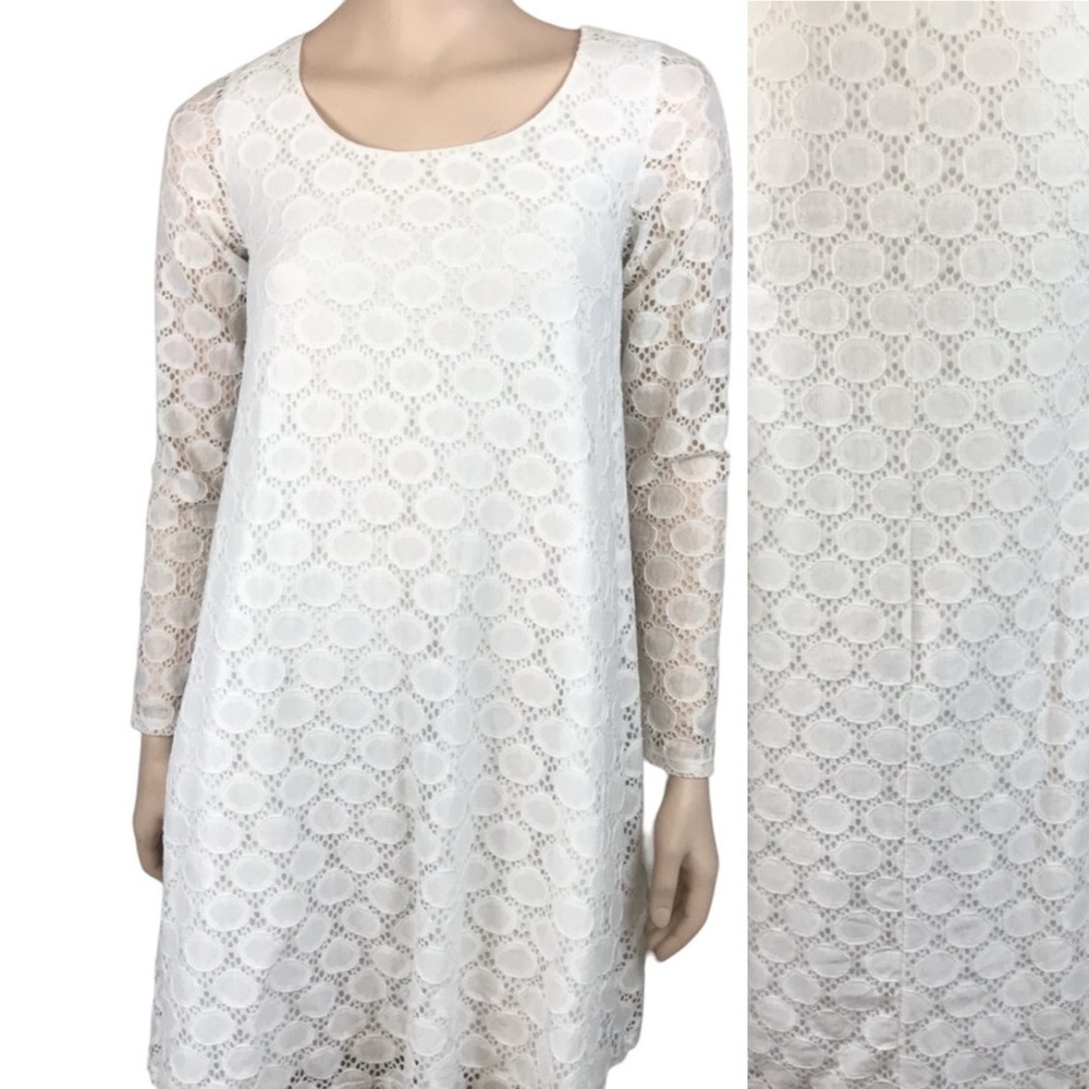 Ingrid & Isabel Maternity Dress Size Small White Lace Eyelet Long Sleeved Casual